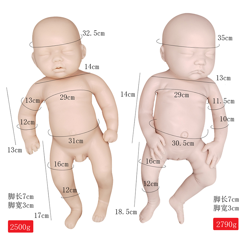 Hohe Simulation wiedergeborene Puppe Das Silikonmaterial wiedergeborenes Baby schlafend Silicon Reborn Doll Realistic (Vormake-up)