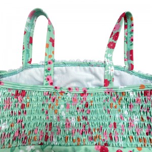 Blumendrucke einteilige Shirr-Kinder Badeanzüge