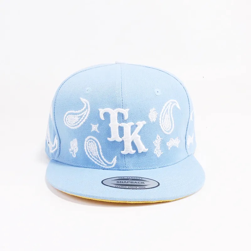 Großhandel schwarzer Snapback -Hüte 100% Acryl Hip Hop Cap Snapback Hut Stickerei Flat Bill Hüte
