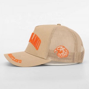 Benutzerdefinierte hochwertige 5 -Panel -Baumwoll -Stickerei Logo Mesh Snap Back Baseball Cap, Classic Plain Truck Gorras, Männer Sport Trucker Hut