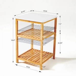 3 Ebenen Bambus Holz Nachttisch Moderner Nachttisch Runde Side End Accent Couchtisch Nacht Stand für Wohnzimmer Schlafzimmer