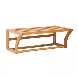 Bambus Wandmontageschelf mit Handtuchstangen