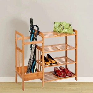 Vier Schichten Multifunktionaler Eingangspeicher Bambusschuh Rack