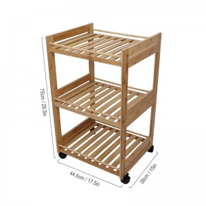 Drei Schicht Rolling Multifunktionales Fahrzeug tragbarer Trolley -Rahmen Bambusschelfauto