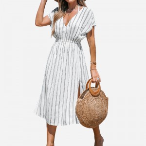 Striped Midi Cover-up-Kleid