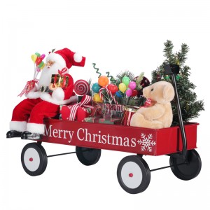 TM-95114 50*27*38 cm Santa mit Geschenkwagen