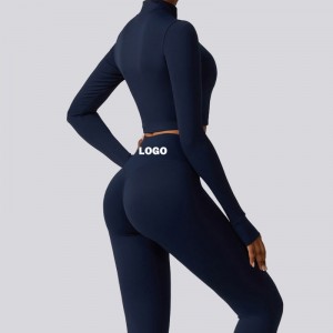 SC9281 3 Stück Jacke Sport BH Leggings Yoga Anzug schwarz Fitness Leggings Fitnessstudio Women Sets Fitnesskleidung Zip Top Active Kee