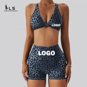 SC1066 Women \'s Yoga setzt Leopardenmuster Sport BH und Sport Shorts Running Suit Yoga Set Fitness Woman 2024