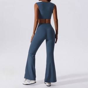 Solid Yoga Set Mujer Flare Leggings und BH Set Fitness Workout Yoga Set Women Yoga Anzug 2 Stück Fitnessstudio Kee