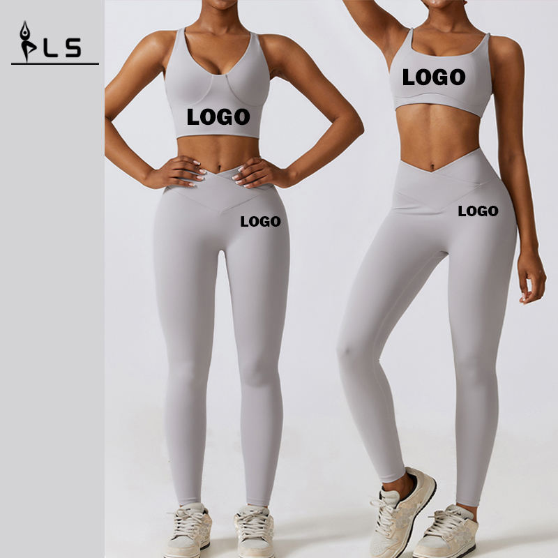 SC1067 Preis 2 Stück Set Women Yoga Set Wagen Outfit Anzug Lauf Set Yoga Anzug Sport Leggings Frauen Fitness