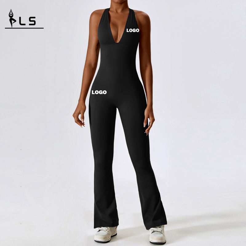 SC1077 Frauen gegen Hals Rückenless One -Stück Overalls Fitnessstudio Strampler Sexy Spandex Bodycon Bodysuit