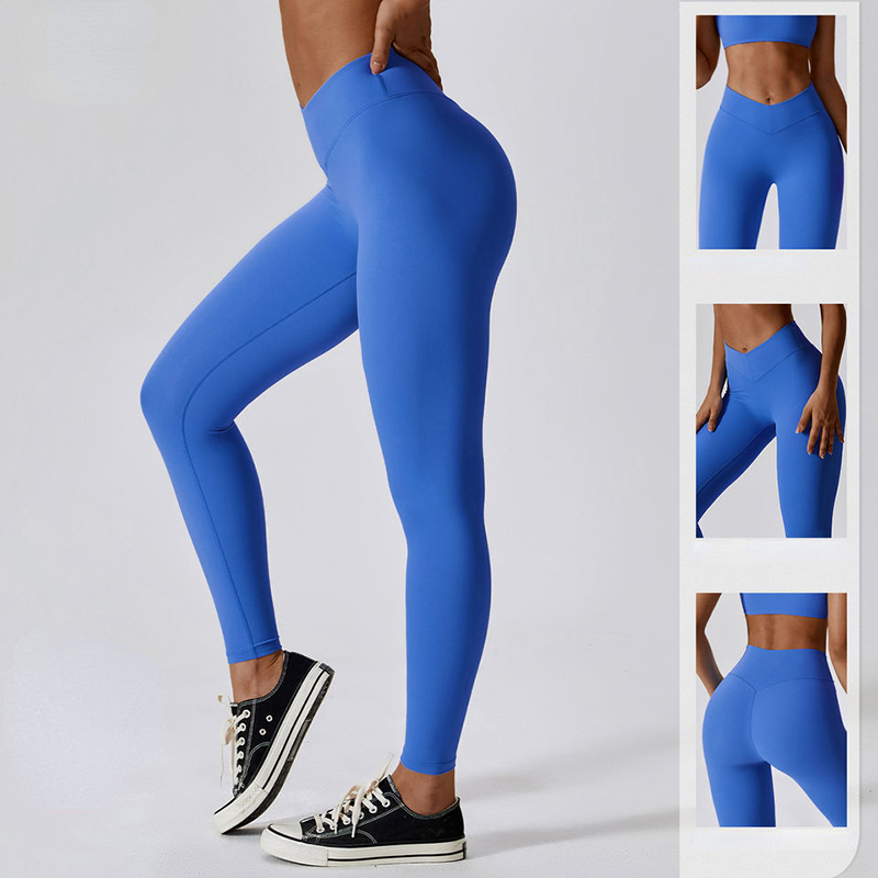 SC1094 Vier-Wege-Stretch atmungsaktiv V Schnitt Taille Nylon Spandex Leggings Butt Lift Yoga Hosen Leggings für Frauen