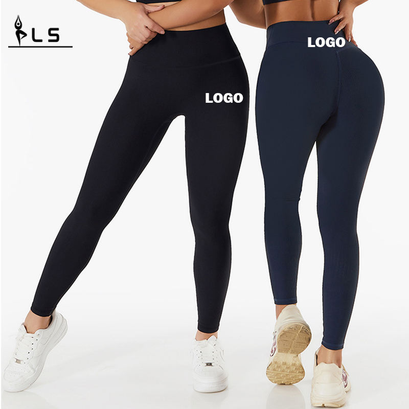 SC101013 Benutzerdefinierte Logonahtloser Hintern Lift Yoga Hosen Leggings für Frauen v Schnittpush -up -Fitness -Leggings