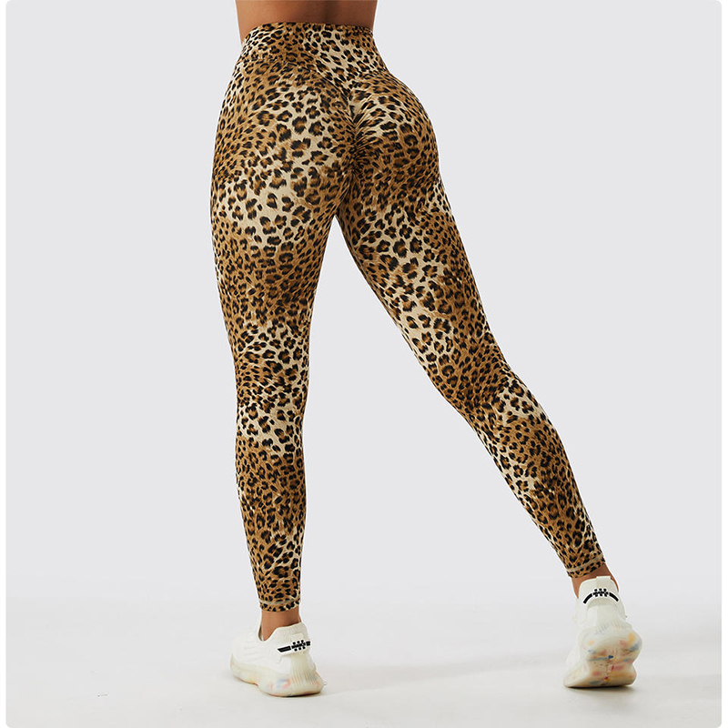 SC10112 Seamless Leopardenmuster hoher Taille Fitness Legging Femme Rippes Scrunch Bum Leggings Yogahosen