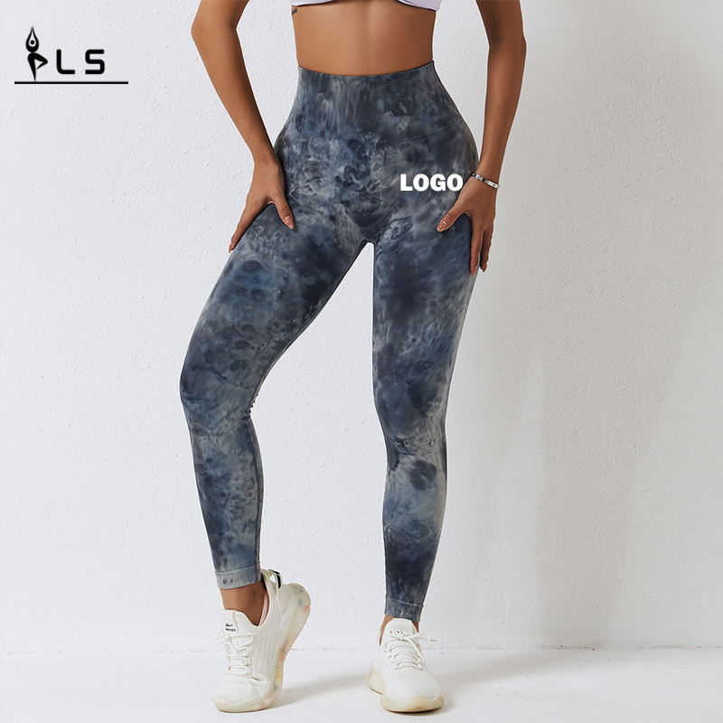 SC10125 Großhandelspreis Krawatte Farbstoff Scrunch Butt Leggings und Yogamhosen Hoch Taille Sport Frauen Fitnessstudio Yoga Hosen Beute Leggings