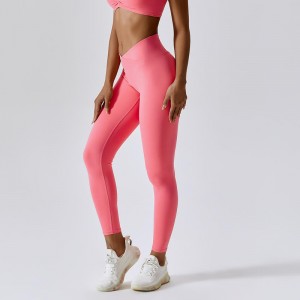 SC101012nahtloser Nylon -Elastane -Leggings für Frauen, die atmungsaktive V -Form -Leggings Yogahosen drücken