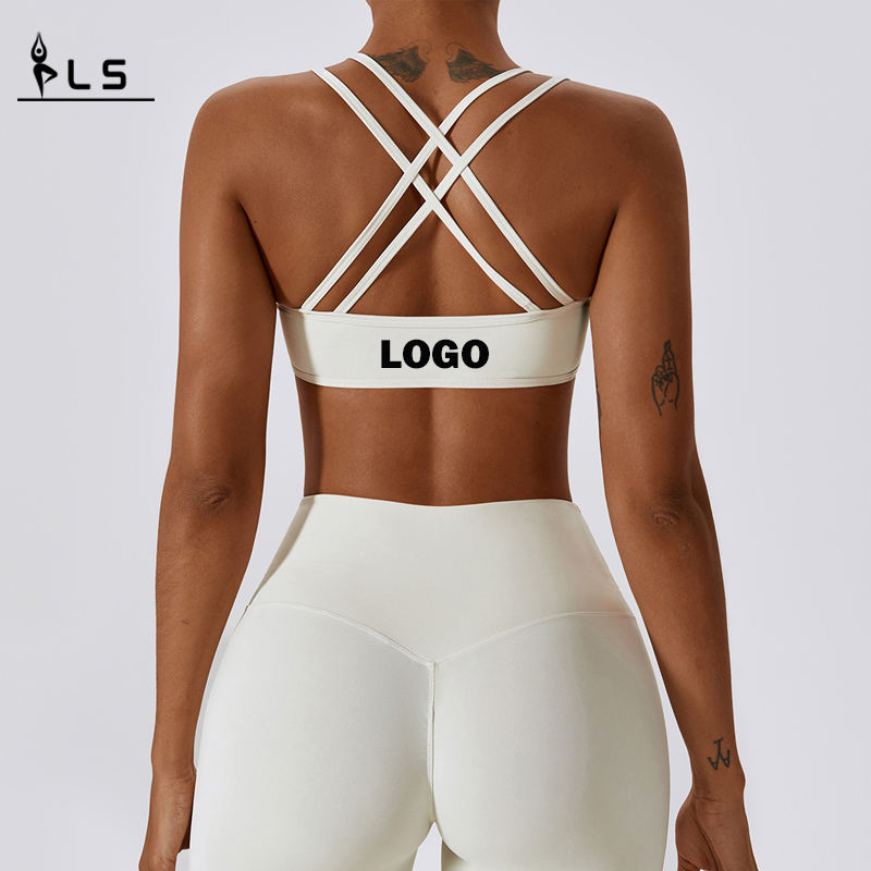 SC10137 Custom Logo Frauen Training Sport BH Großhandel Yoga Crop Kompression Schnell trocken gepolstert sexy Fitnessstudio Sport BH