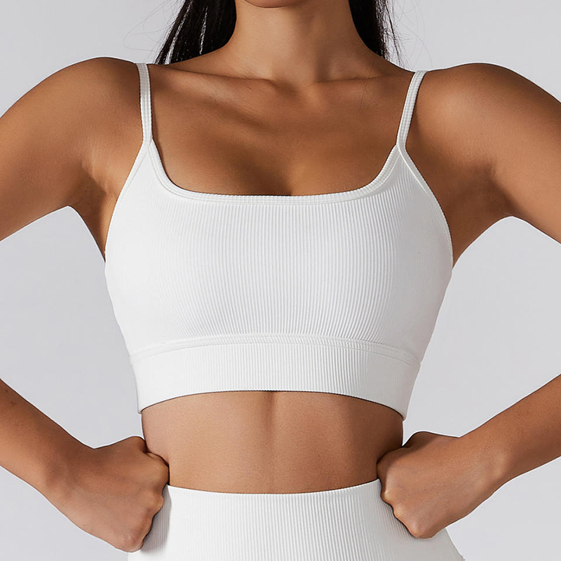 SC10174 White Sports Bra Active Wear Private Label Fitnessstudio Yoga BHs Sexy Riemchen -Sportsport -BH für Frauen