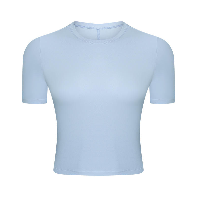 SC10267 Atmungsaktives Yoga Crop Top Fitness-Fitness enge T-Shirt rund-hals schlankes Kurzarm T-Shirt