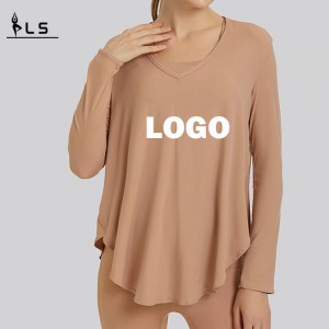 SC10272 T-Shirt Lose Casual Fitness Yoga Langarm Top Yoga Langarm Frauen T-Shirt Fitnesshemd