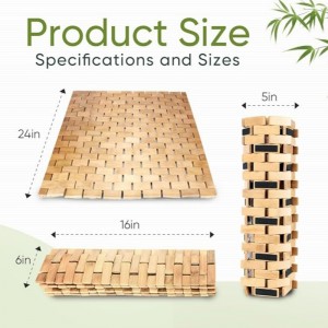 Natürliche Bambus-Badematte,nicht rutschfeste Bambusduschmatte, wasserdichte faltbare Holzbadematte für die Badewanne