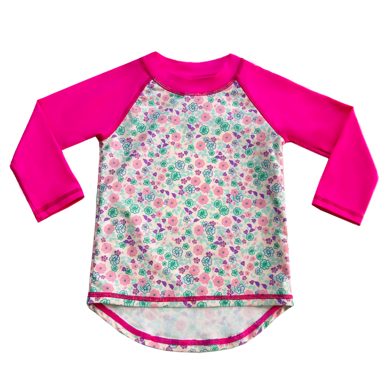 Blumendesign Farbkontrast Vollfarbe Baby Badeanzug Top