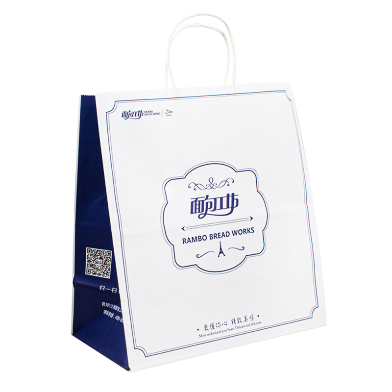 Homepackaging&Druckpapier Verpackungspapierbeutel umweltfreundlich recycelte schwarz weiß weiß braunes Essen zum Mitnehmen Verpackung Basteltasche Geschenke Geschenke Einkaufstasche mit Griff