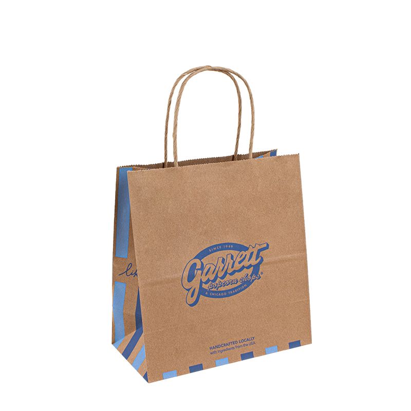 Recycelbare Kraftpapierbeutel mit eigenem Logo Custom Shopping Paperbeutel für Essen mit Griff Nehmen Sie die Tasche