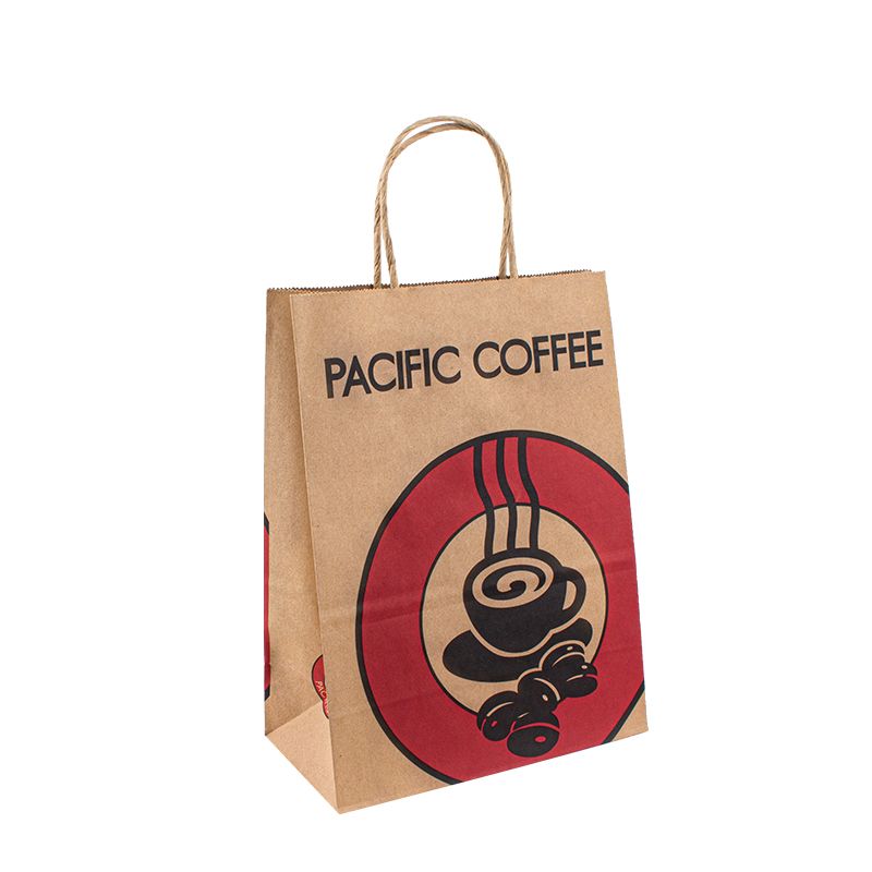 Recycelbare Kraftpapierbeutel mit eigenem Logo Custom Shopping Paperbeutel für Essen mit Griff Nehmen Sie die Tasche