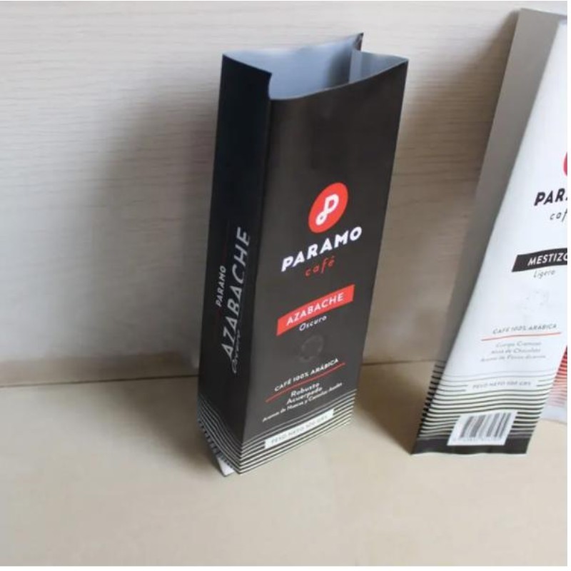 Benutzerdefinierte gedruckte Matt Black Packaging Side Gusset Kaffeetasche mit Ventil