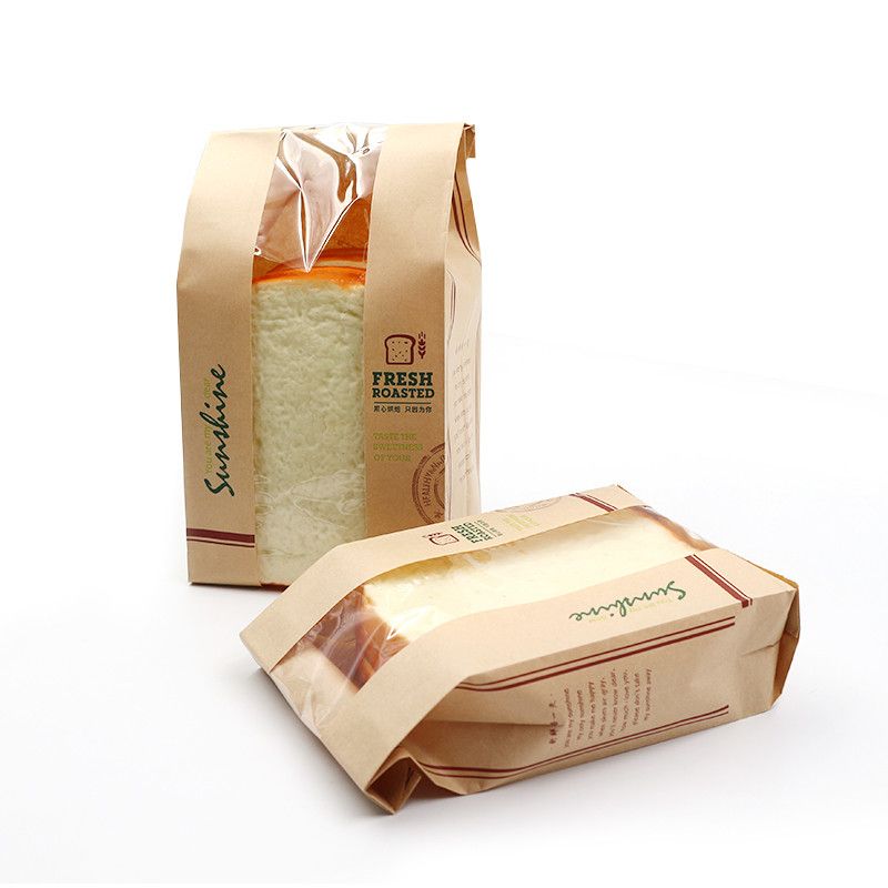 Toast -Papiertütenachhaltige Kraft Bäckerei Taschen mit Fenster