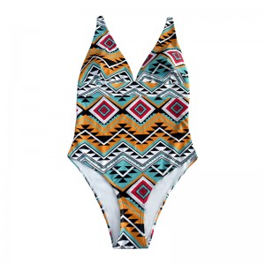 Floralnationaler Stil breites Riemen einteiliges Badeanzug Temperament