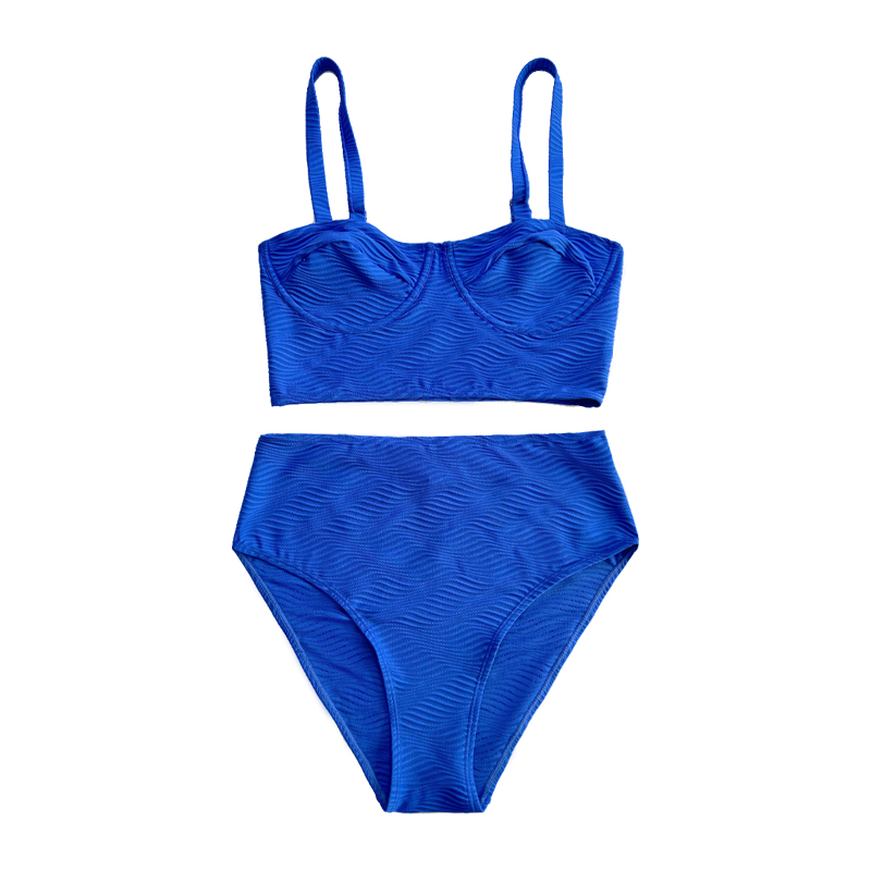 Blaues Muster Halfter mit breiter unteren Stoff sexy zweiteiler Badeanzug