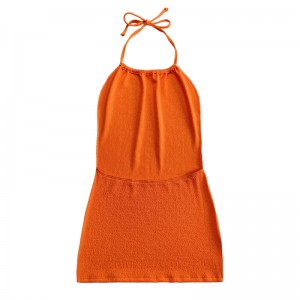 Orangefarbenes Rüfentuchhalter -Gurtkleid Badeanzug
