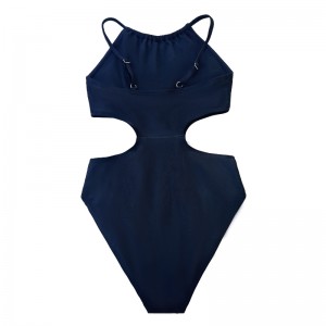 Solid Color Hohlküste Sexy Slim-Fit Ruffle bequem einteiliger Badeanzug