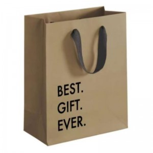 Biologisch abbaubar wiederverwendbares benutzerdefiniertes Design -Logo bedrucktes braunes Kraft basteln Boutique -Papier -Einkaufstaschen mit Bandgriff