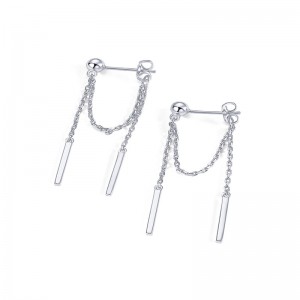 Hongde 18 Karat vergoldete 925er-Sterlingsilber-Ohrringe mit baumelnden Kettensteckern und kubischen Zirkonia-Kugeleinfädlern