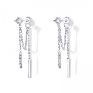 Hongde 18 Karat vergoldete 925er-Sterlingsilber-Ohrringe mit baumelnden Kettensteckern und kubischen Zirkonia-Kugeleinfädlern