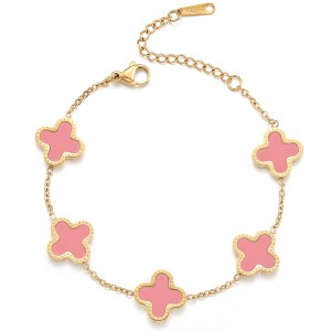 Hongde 18K Gold-Beschichtete Männer\\\'s und Frauen\\Glücksarmband mit vierblättrigem Kleeblatt