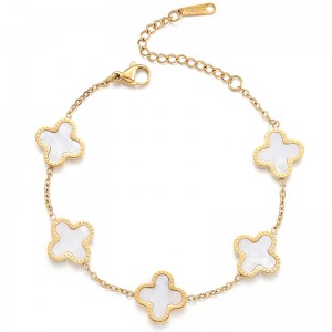 Hongde 18K Gold-Beschichtete Männer\\\'s und Frauen\\Glücksarmband mit vierblättrigem Kleeblatt