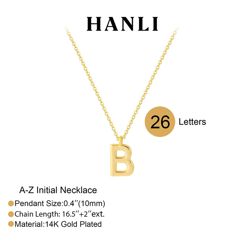 Hongde 14K vergoldet A-Z-Initialen-Halskette. Initialen-Halsketten für Frauen - 14-karätig vergoldete, zierliche Buchstaben-Halskette, einfaches Alphabet A-Z-Halskette, personalisierte Monogramm-Namenskette für Damenschmuck