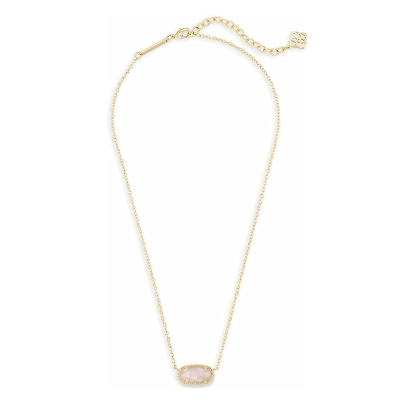 Minimalistische Roségold-Rosa-Anhänger-Halskette. Anhänger-Halskette für Frauen, Modeschmuck, 14-karätiges Gold-Vergoldet