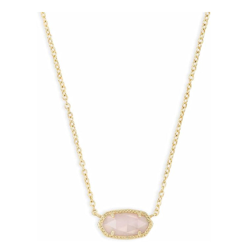 Minimalistische Roségold-Rosa-Anhänger-Halskette. Anhänger-Halskette für Frauen, Modeschmuck, 14-karätiges Gold-Vergoldet