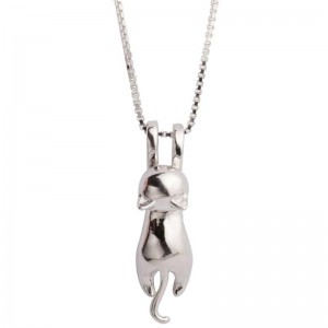 Silberne Katzen-Charm-Halskette S.Leaf Sterlingsilber-Katze für Frauen, Katzenschmuck für Frauen, Katzenzubehör für Frauen, Katzen-Mutter-Liebhaber-Damen-Motto-Geschenke, süßer silberner Kätzchen-Schmuck, Geburtstagsgeschenke für...