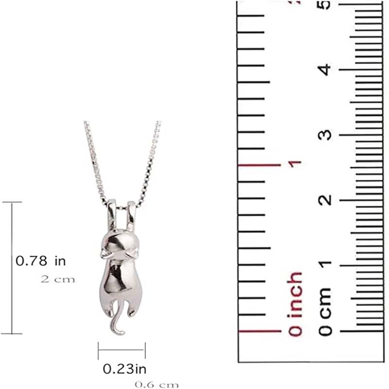 Silberne Katzen-Charm-Halskette S.Leaf Sterlingsilber-Katze für Frauen, Katzenschmuck für Frauen, Katzenzubehör für Frauen, Katzen-Mutter-Liebhaber-Damen-Motto-Geschenke, süßer silberner Kätzchen-Schmuck, Geburtstagsgeschenke für Frauen