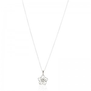 Zarte Blumen-Anhänger-Halskette, echte oder künstliche Edelstein-Geburtsstein-Blumen-Anhänger-Halskette mit Kette aus Sterlingsilber, 18