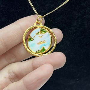 Reversible Customized Muster Anhänger Gold plattiert lange Halskette