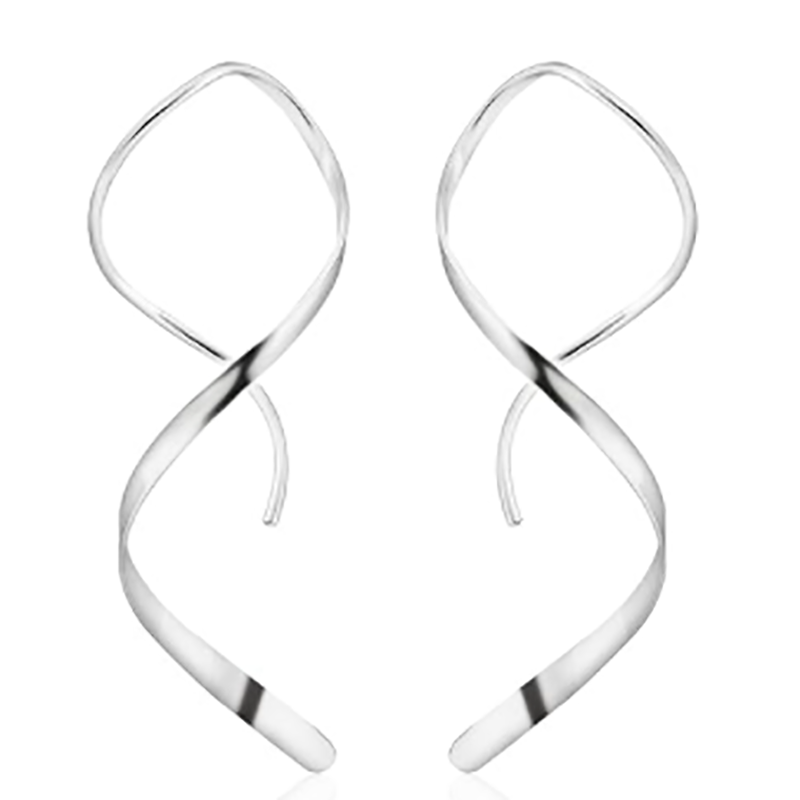 Handgefertigtes 925 Sterling Silber Spiral Threader Ohrringe Hypoallergen verdrehte gebogene Tropfen Dangle Ohrringe durch Ohrringe für Frauen Trendy Mode ziehen-Silber