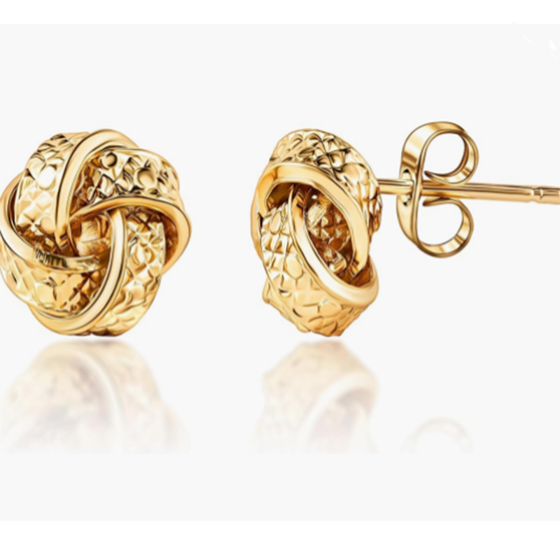 Luxus 18K Gold miteinander verwobener Knotenohrringe - Klassiker & Elegantes strukturiertes Design für zeitlose Raffinesse
