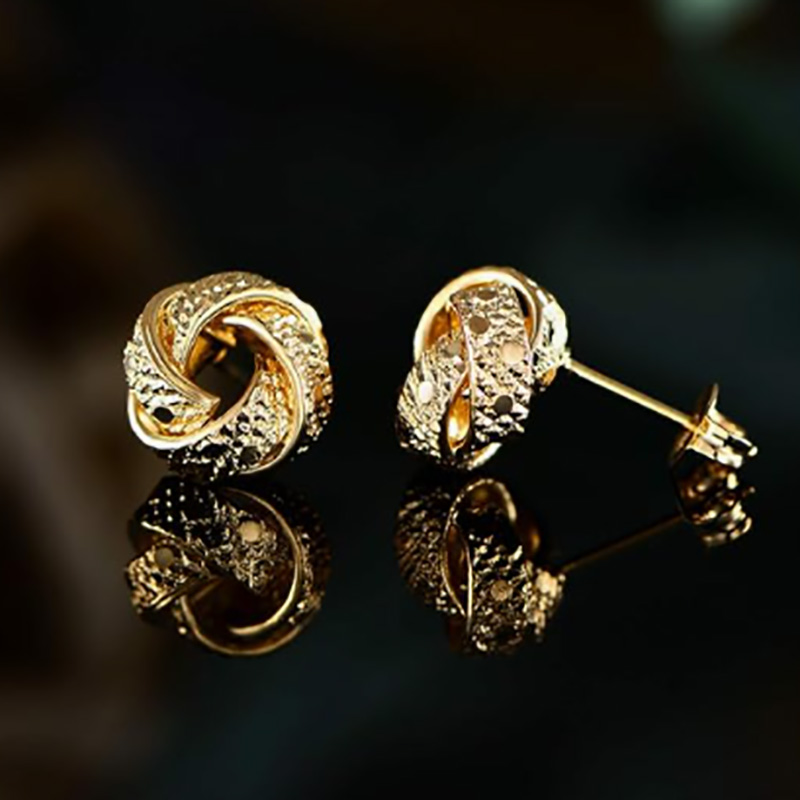 Luxus 18K Gold miteinander verwobener Knotenohrringe - Klassiker & Elegantes strukturiertes Design für zeitlose Raffinesse